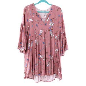 NHiM Babydoll Dress Women's M Pink Feminine Romantic Bohemian Boho Floral
